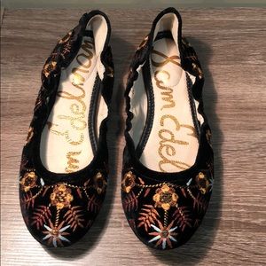 Sam Edelman Embroidered Velvet Flats